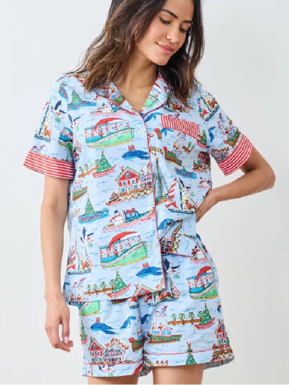 Printfresh Sugar Plum Ferry ⛵️ 🎄 ⛄️ Pajama Set Shorts XL New in Package